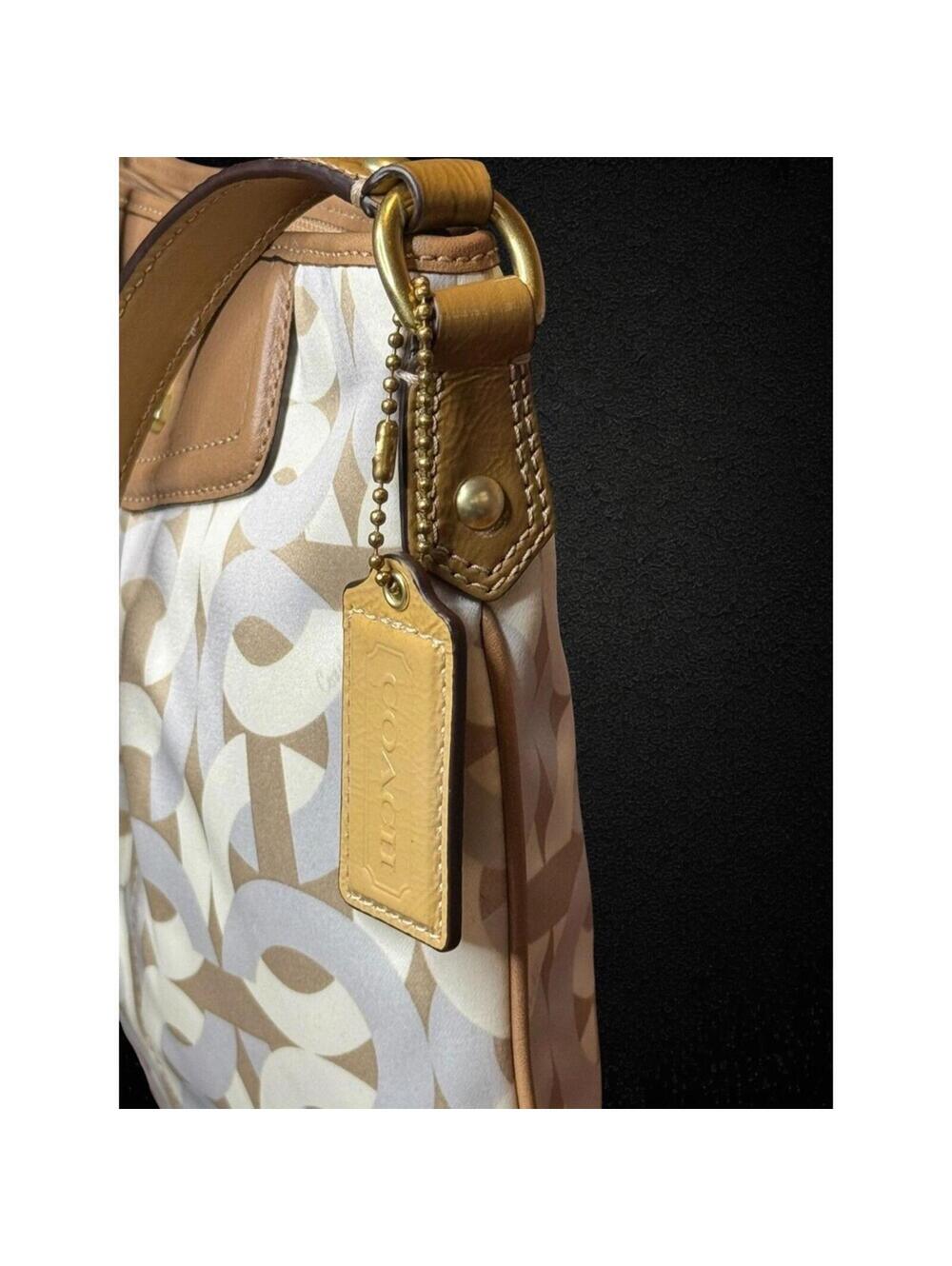 Coach Madison Signature Op Art Crossbody (Style 43316) NWOT Tan/Silver - Picture 6 of 9